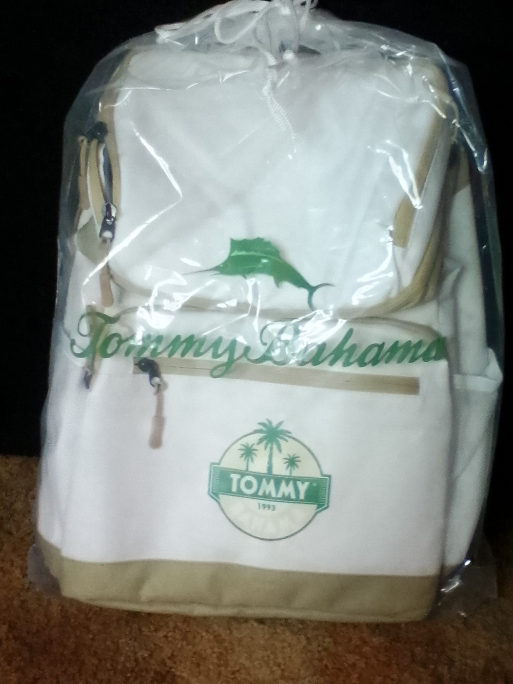 Tommy Bahama Cream and Tan Backpack - Tommy